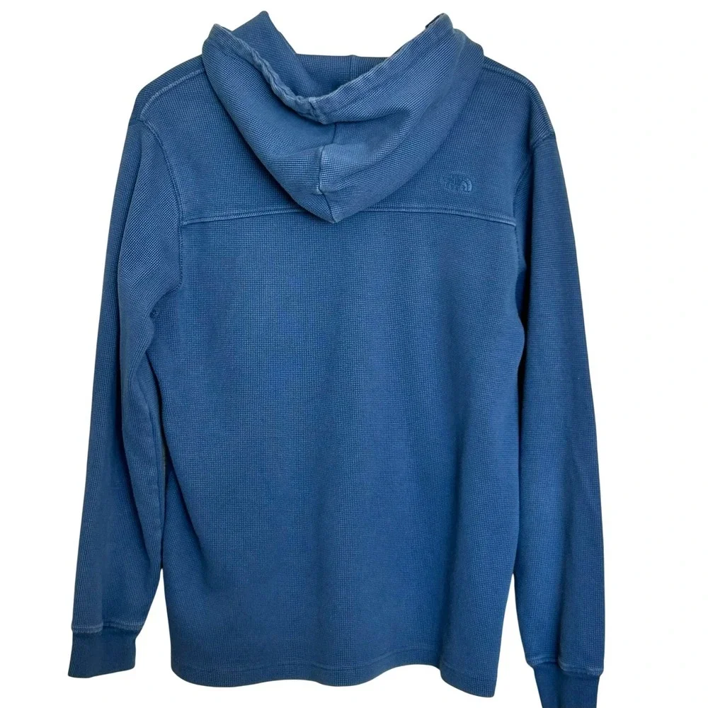 The North Face Mens Waffle Knit Pullover Hoodie Blue A7WS8 Size L